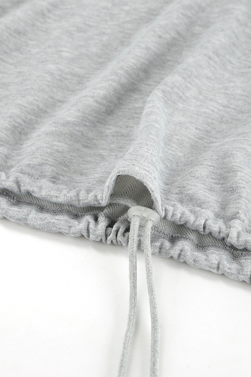 Street Draw String Pocket O Neck Long Sleeve Two Pieces