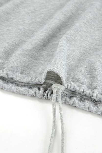 Street Draw String Pocket O Neck Long Sleeve Two Pieces