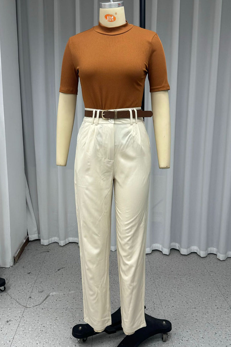 Pocket Buttons Half a Turtleneck Short Sleeve Two Pieces