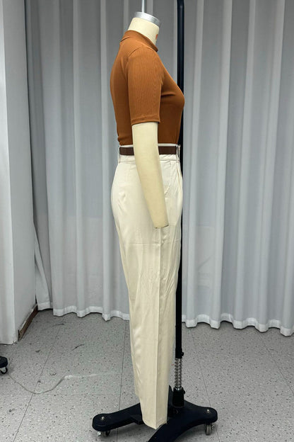 Pocket Buttons Half a Turtleneck Short Sleeve Two Pieces