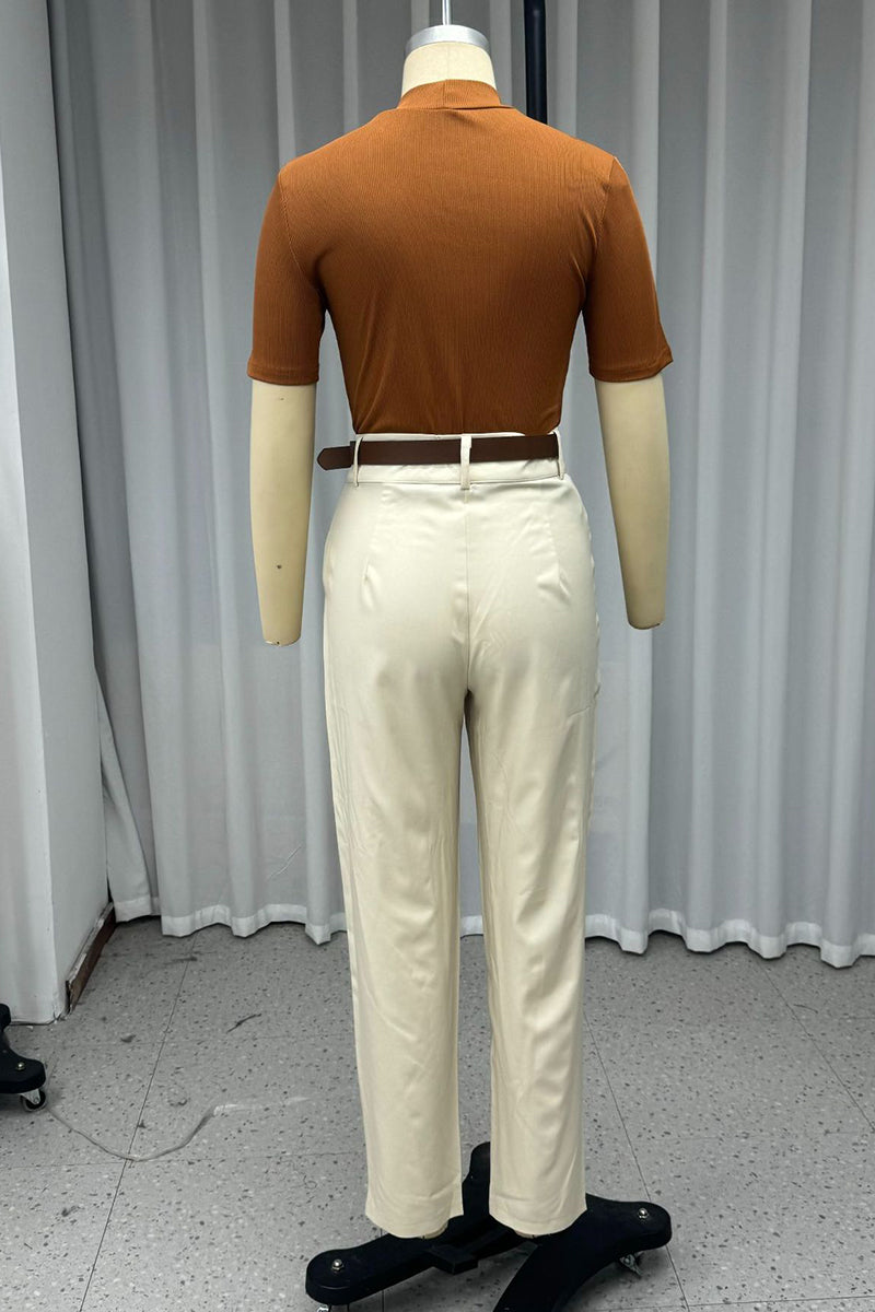 Pocket Buttons Half a Turtleneck Short Sleeve Two Pieces