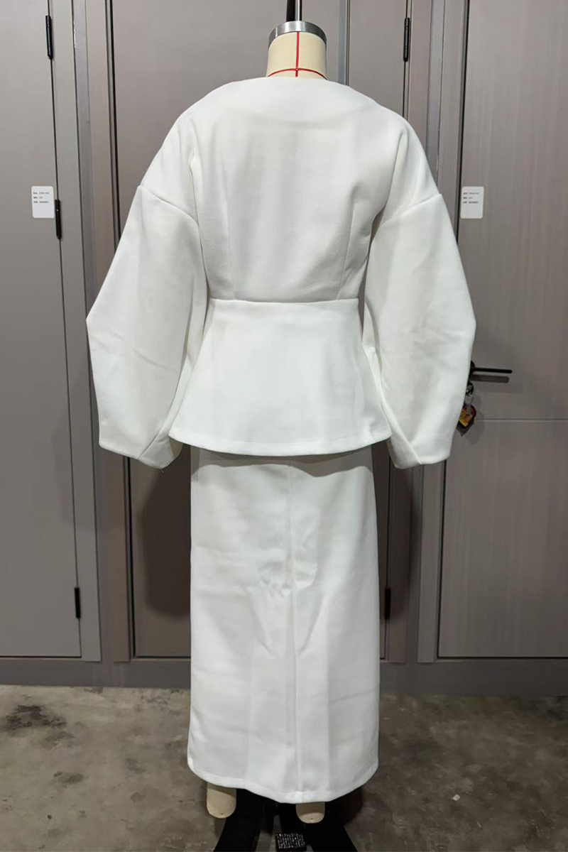 Buttons V Neck Long Sleeve Two Pieces