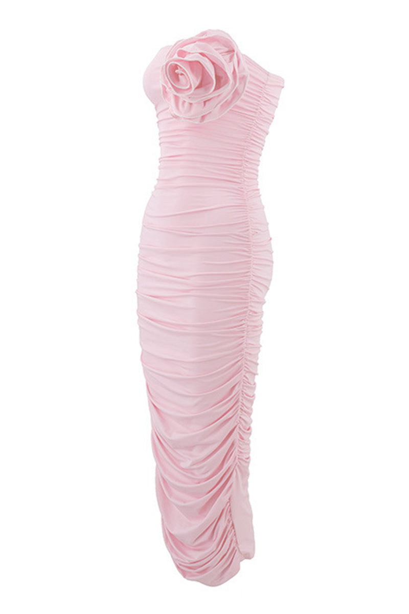 Ruched Flower Shape Strapless One Step Skirt Dresses(3 Colors)