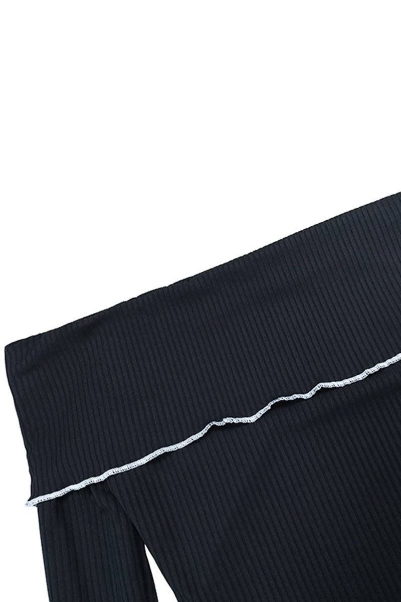Stringy Selvedge Contrast Off Shoulder One Step Skirt Dresses