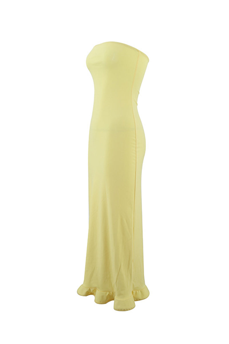 Stringy Selvedge Strapless One Step Skirt Dresses(3 Colors)