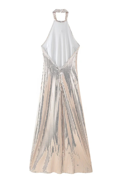 Sequins Backless Halter One Step Skirt Dresses