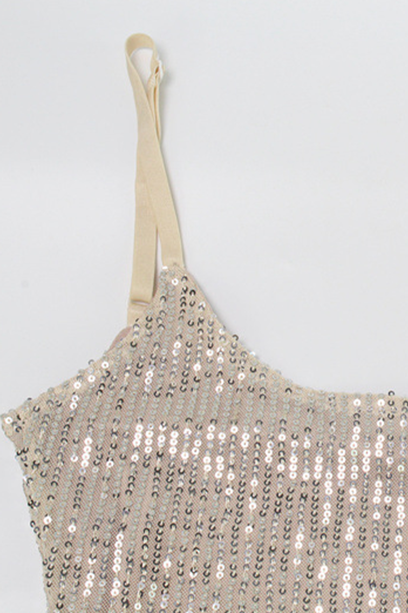 Party Sequins U Neck Wrapped Skirt Dresses