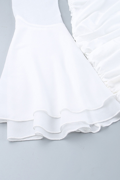Ruched V Neck Wrapped Skirt Dresses