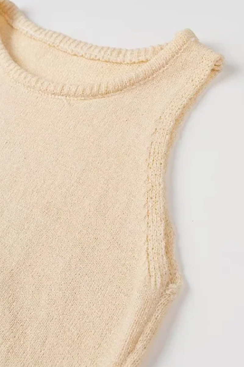 Fringed Trim O Neck Sleeveless Two Pieces