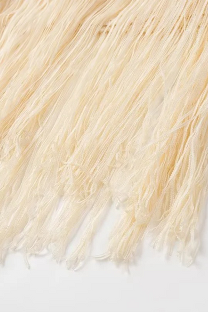 Fringed Trim O Neck Sleeveless Two Pieces