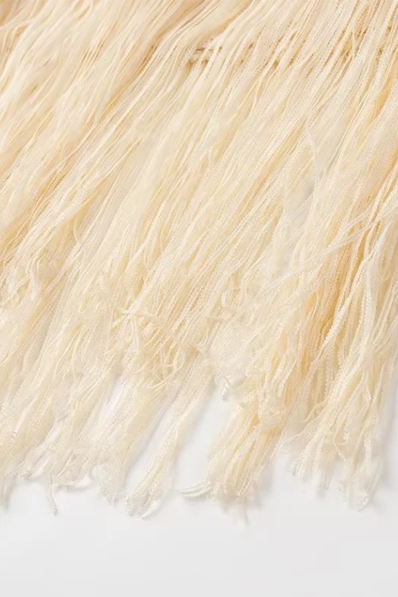 Fringed Trim O Neck Sleeveless Two Pieces