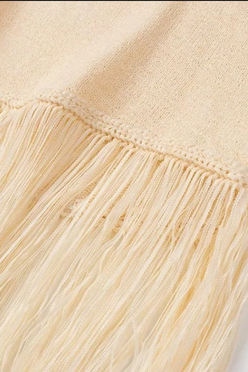 Fringed Trim O Neck Sleeveless Two Pieces
