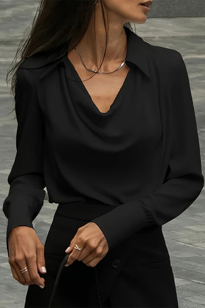 Color Ruched V Neck Blouses(4 Colors)