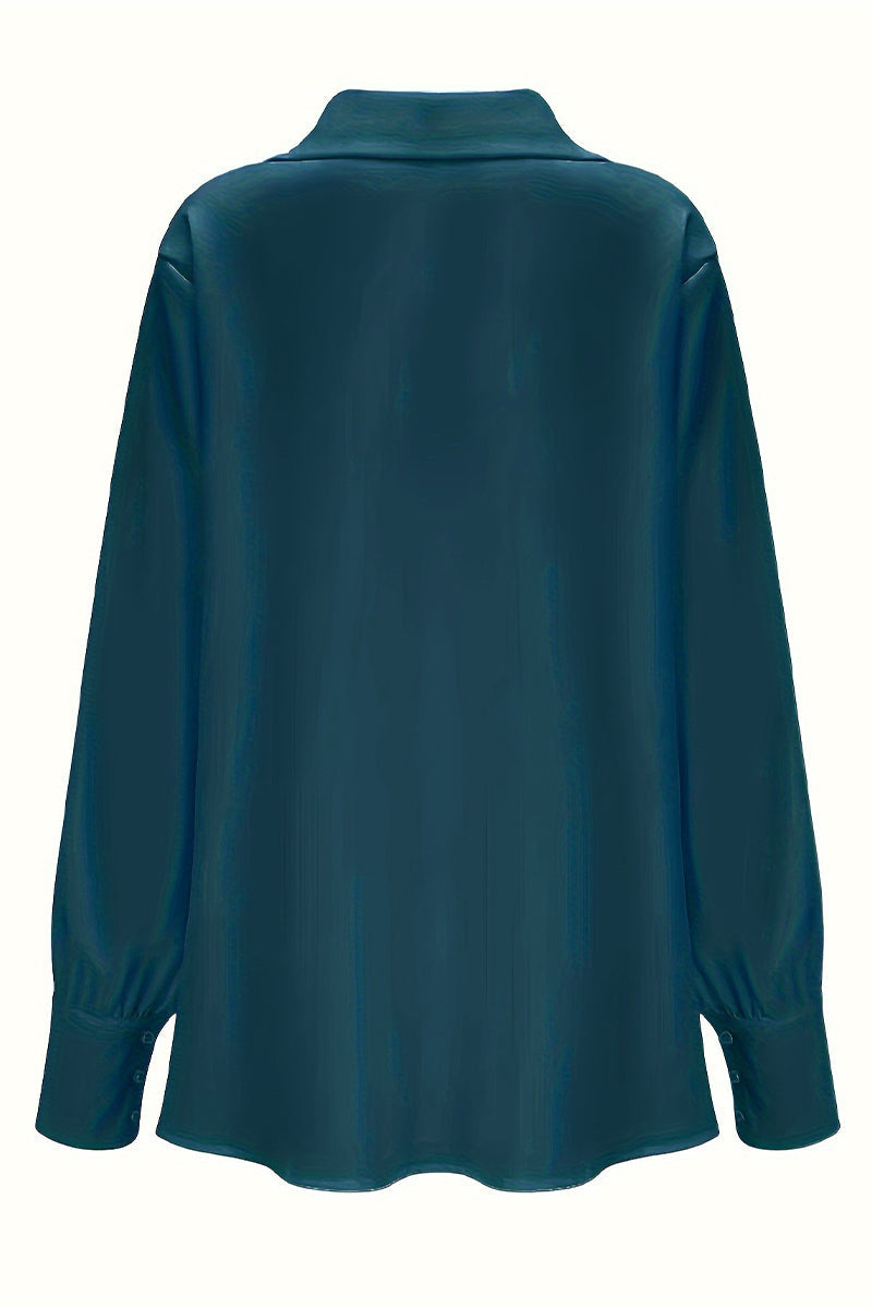 Color Ruched V Neck Blouses(4 Colors)