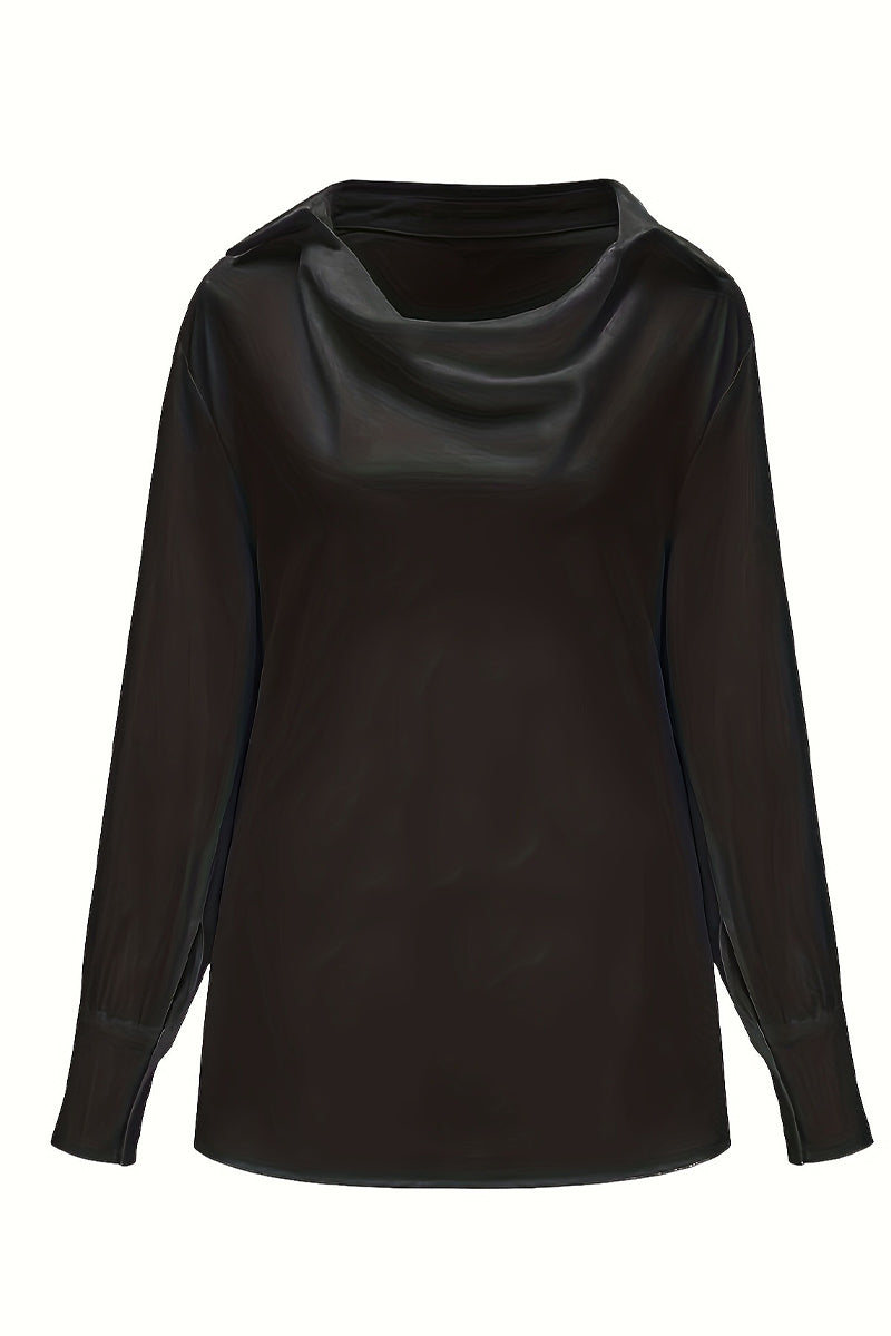 Color Ruched V Neck Blouses(4 Colors)