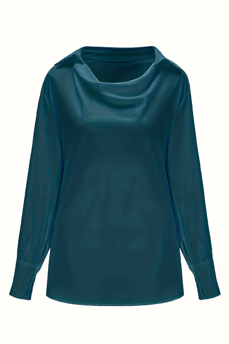 Color Ruched V Neck Blouses(4 Colors)