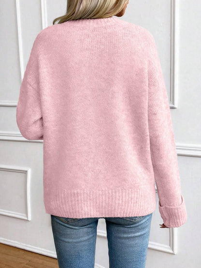 Color Long Sleeve Sweater Cozy Everyday Knit Pullover