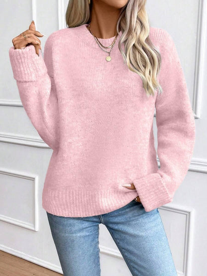 Color Long Sleeve Sweater Cozy Everyday Knit Pullover