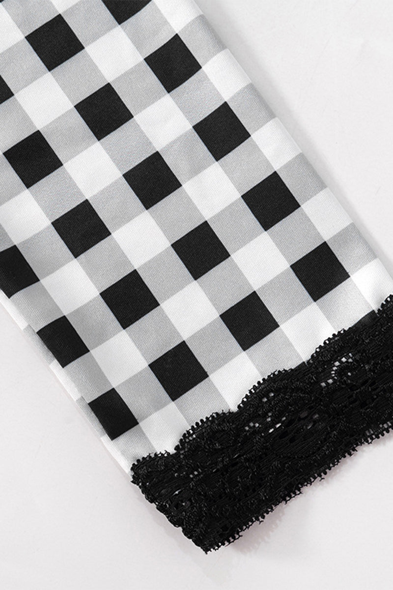 Plaid Contrast Strapless Long Sleeve Two Pieces