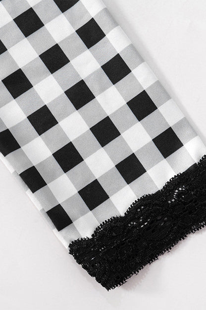 Plaid Contrast Strapless Long Sleeve Two Pieces