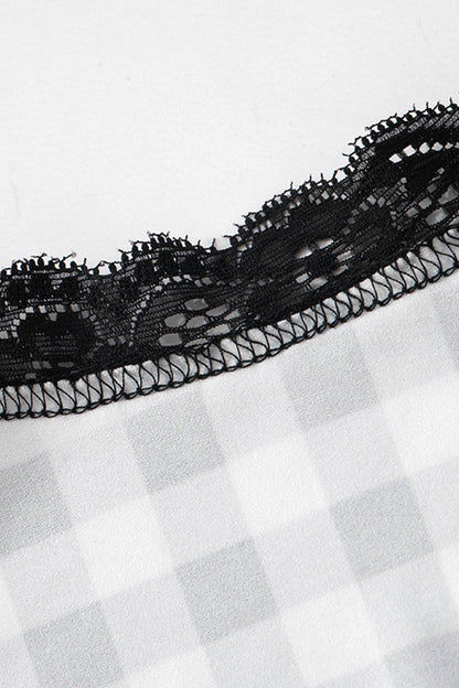 Plaid Contrast Strapless Long Sleeve Two Pieces