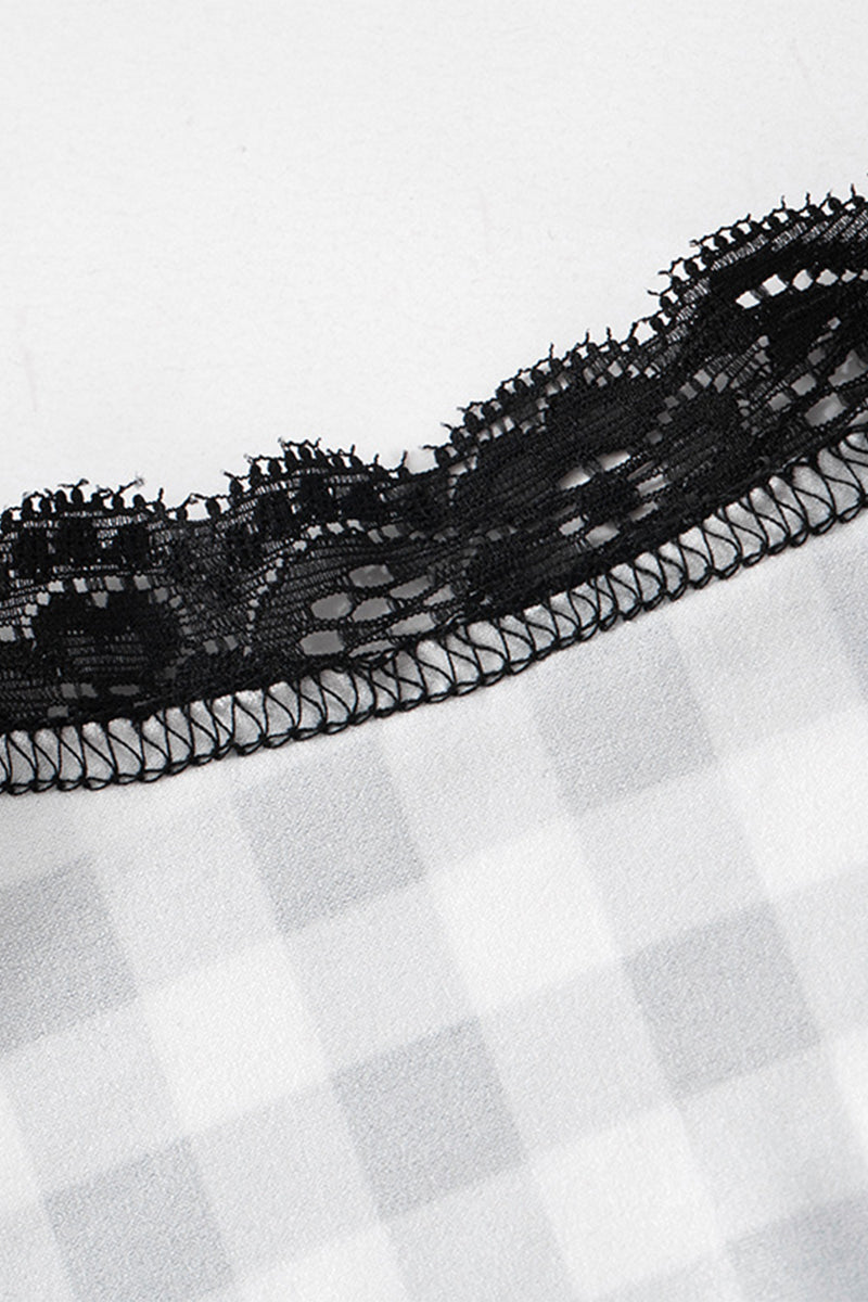 Plaid Contrast Strapless Long Sleeve Two Pieces