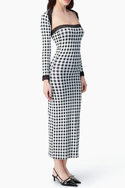 Plaid Contrast Strapless Long Sleeve Two Pieces