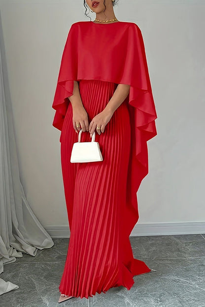 Irregular Pleated O Neck Long Dresses(3 Colors)