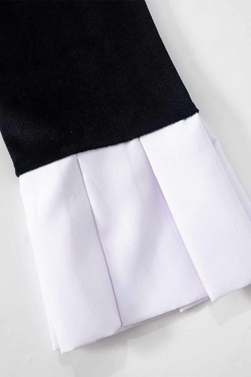 Zipper Contrast Turndown Collar One Step Skirt Dresses