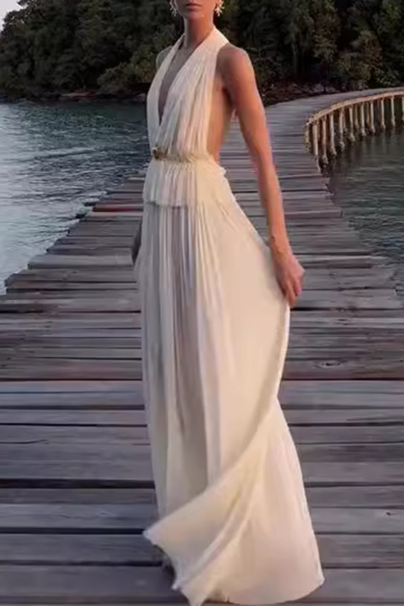 Backless Ruched Irregular Halter Sleeveless Two Pieces
