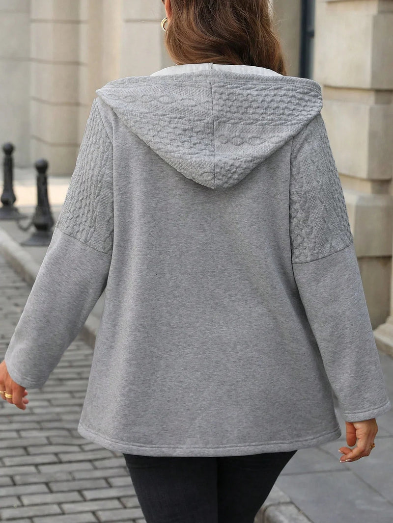 Hooded Zip Up Drawstring Coat for Fall Winter Wear