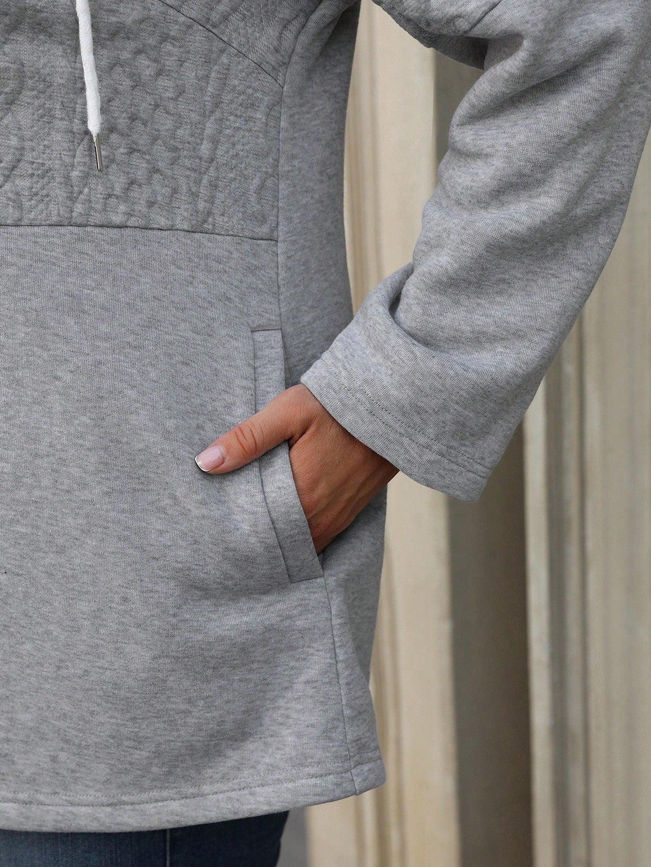 Hooded Zip Up Drawstring Coat for Fall Winter Wear