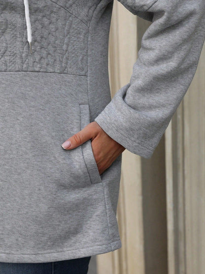 Hooded Zip Up Drawstring Coat for Fall Winter Wear