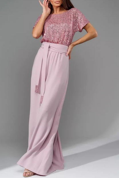 Daily Sequins Strap Design O Neck Loose Jumpsuits(5 Colors)