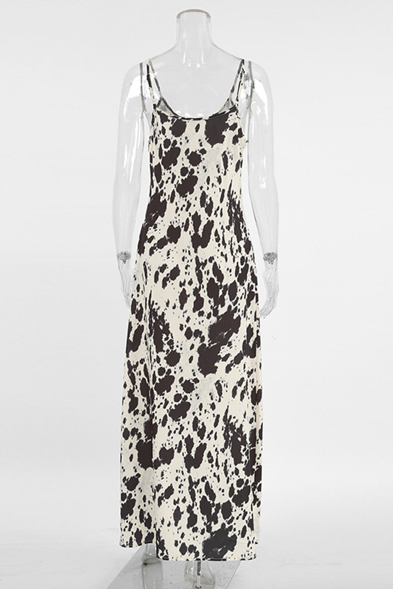 Geometric Print Contrast V Neck One Step Skirt Dresses