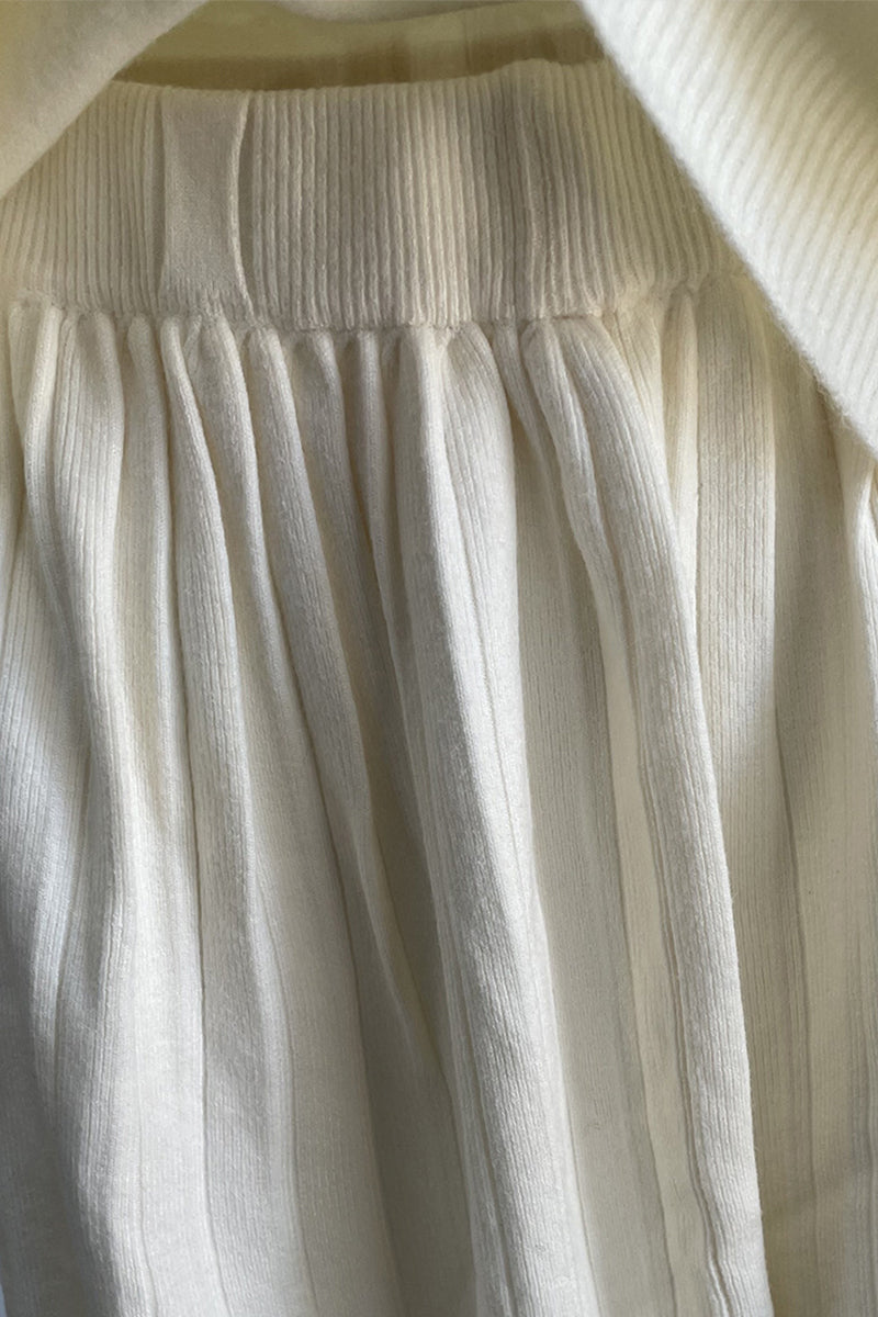 Patchwork Pleated O Neck Long Sleeve Two Pieces