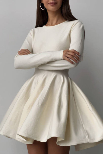 Ruched O Neck Sweater Dress Dresses(4 Colors)
