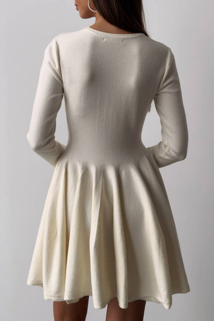 Ruched O Neck Sweater Dress Dresses(4 Colors)