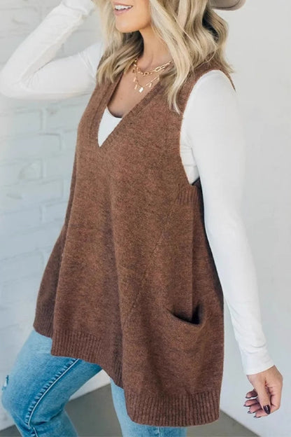 Daily Pocket V Neck Sweaters(5 Colors)