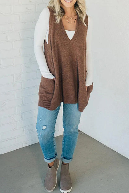 Daily Pocket V Neck Sweaters(5 Colors)