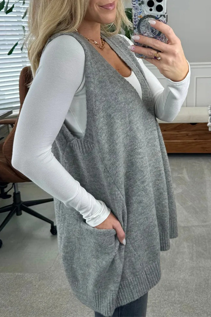 Daily Pocket V Neck Sweaters(5 Colors)