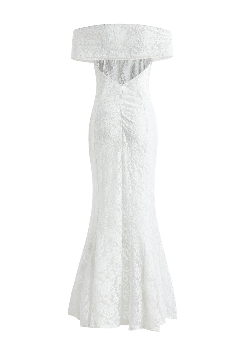 Lace Backless Fishtail Off Shoulder Long Dresses