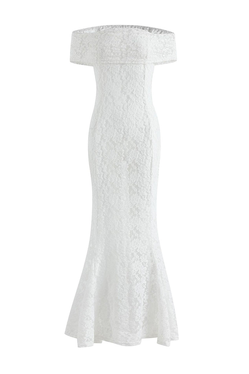Lace Backless Fishtail Off Shoulder Long Dresses