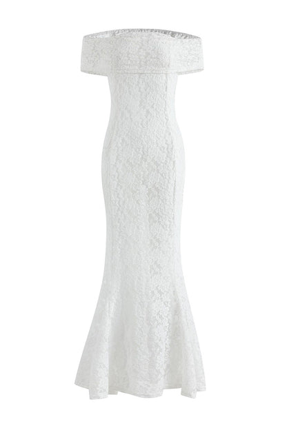 Lace Backless Fishtail Off Shoulder Long Dresses