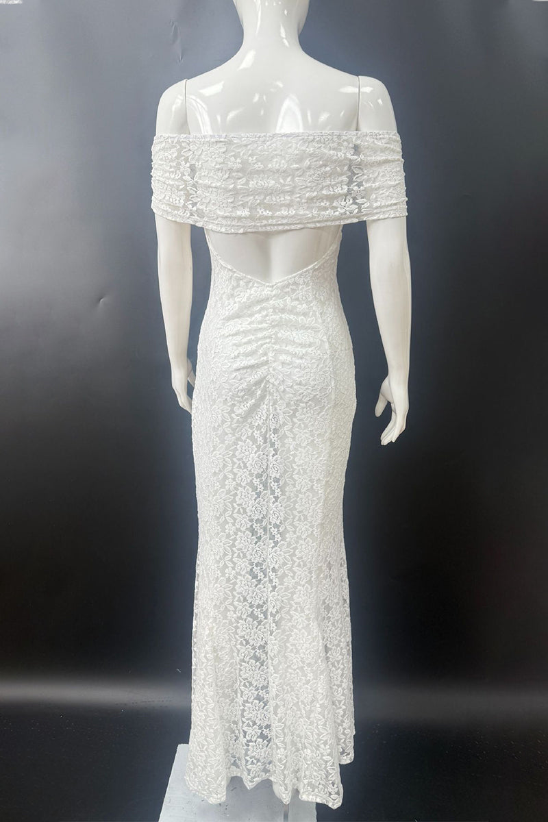 Lace Backless Fishtail Off Shoulder Long Dresses