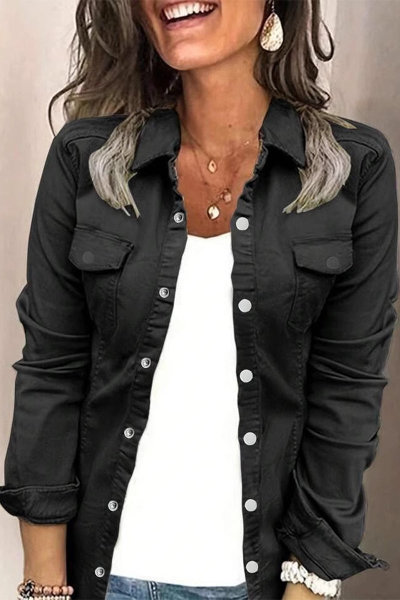 Daily Buttons Turndown Collar Blouses(3 Colors)