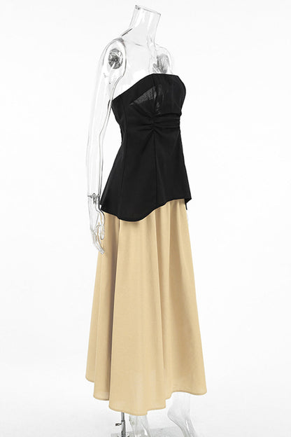 Street Zipper Strapless Sleeveless Two Pieces