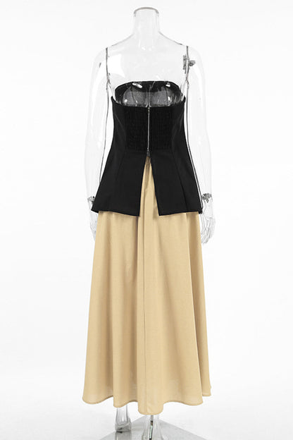Street Zipper Strapless Sleeveless Two Pieces