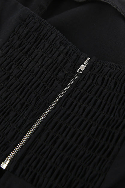 Street Zipper Strapless Sleeveless Two Pieces