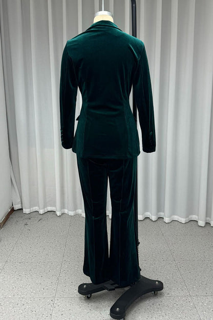 Daily Buttons Velvet Turn-back Collar Long Sleeve Two Pieces